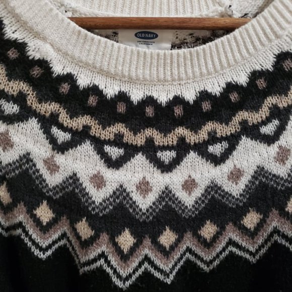 (LG) Old Navy Cozy Knit Pull Over Sweater | Black and White | Christmas Sweater - Picture 3 of 5